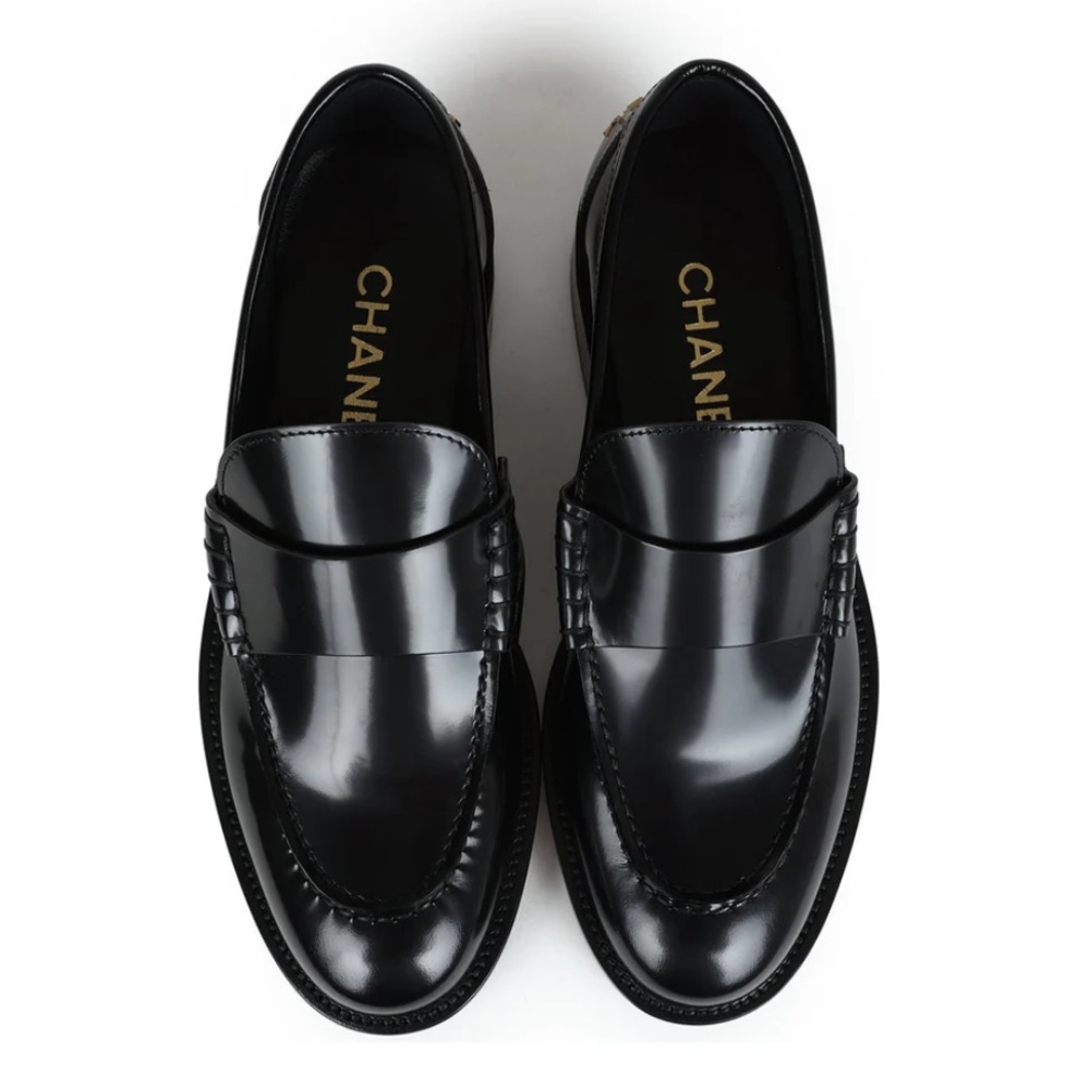 Chanel Black Leather Loafers - Size 36.5